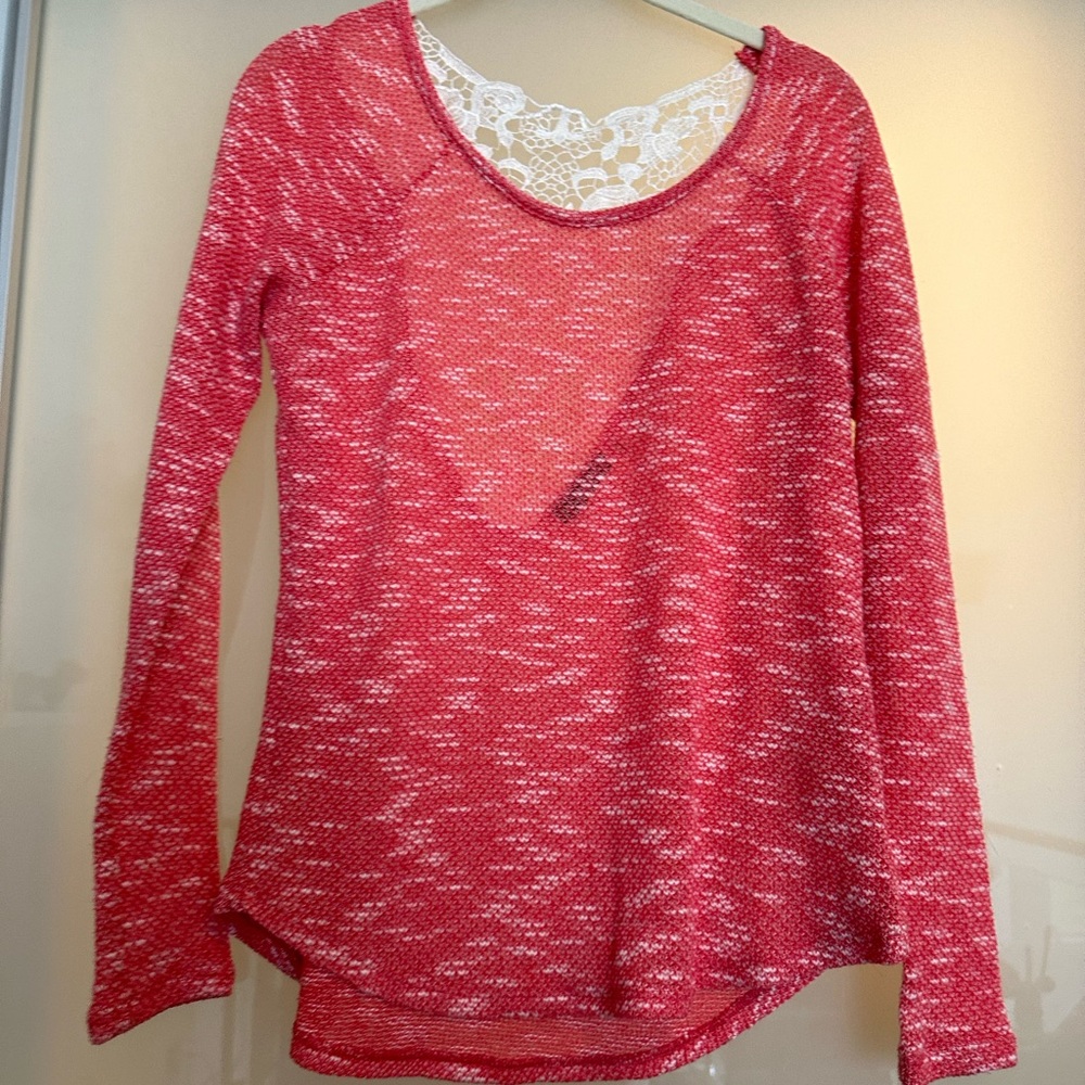 Salmon pink sheer sweater